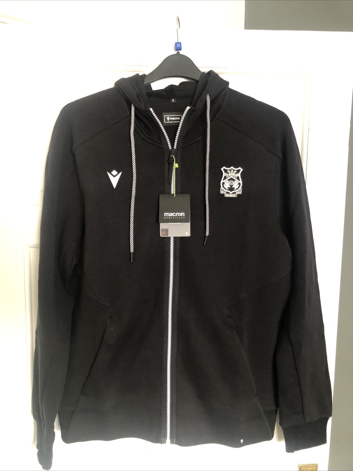 Wrexham Football Black And White HoodieJacket Size Large for sale on Ebay