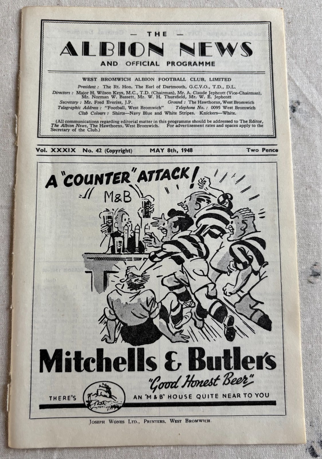West Bromwich Albion 4 Page End Of Season Summary 8/5/48 for sale on Ebay