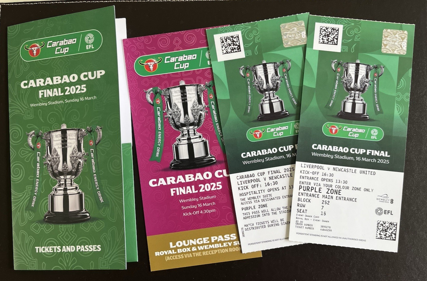 Liverpool v Newcastle Carabao Cup Final 2025- Royal box TICKET + Passes + Wallet for sale on Ebay