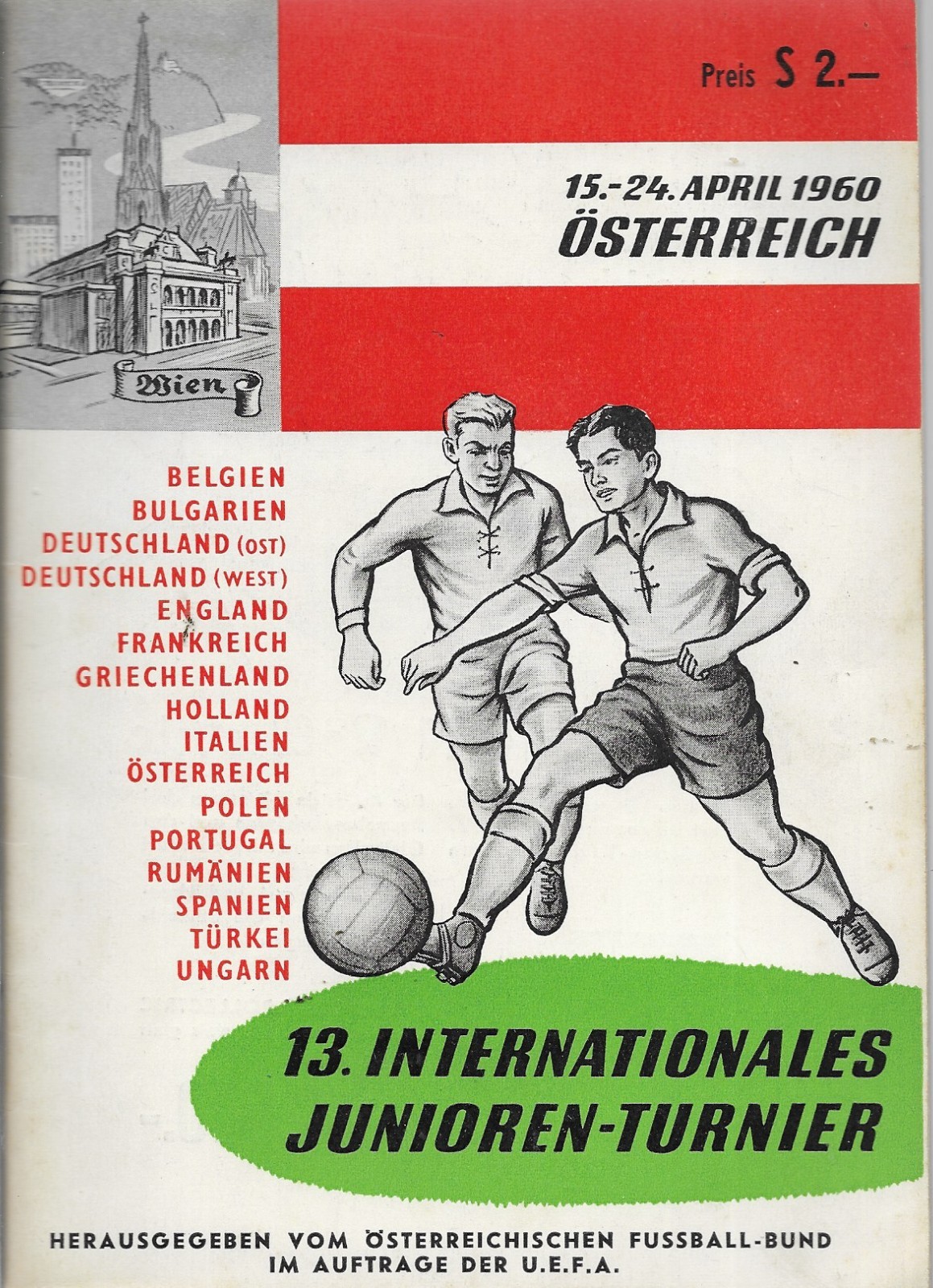 FOOTBALL 1960 AUSTRIA YOUTH TOURNAMENT EVERTON SPURS WEST HAM WOLVES SOUTHAMPTON for sale on Ebay