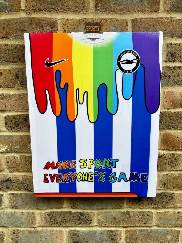 Brighton Rainbow pre match limited edition Pride football shirt memorabilia for sale on Ebay