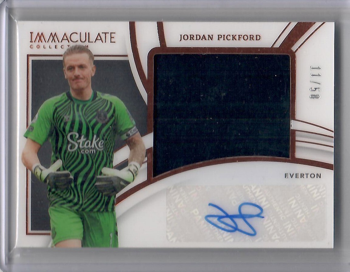 2022-23 Immaculate Jordan Pickford Premium Swatch Auto /58 Everton for sale on Ebay