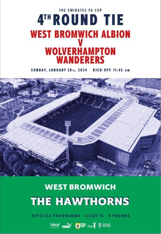 WEST BROM / WEST BROMWICH ALBION  v WOLVES OFFICIAL FA CUP PROGRAMME 28/1/2024 for sale on Ebay