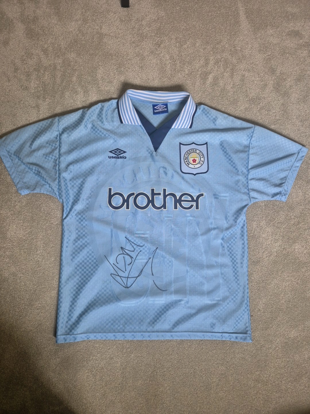 Liam Gallagher Signed Retro Manchester City Shirt for sale on Ebay
