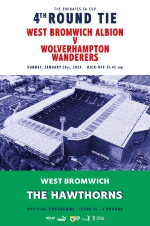 * 2023/24 - WEST BROM v WOLVES (FA CUP - 28th January 2024) MINT PROGRAMME * for sale on Ebay