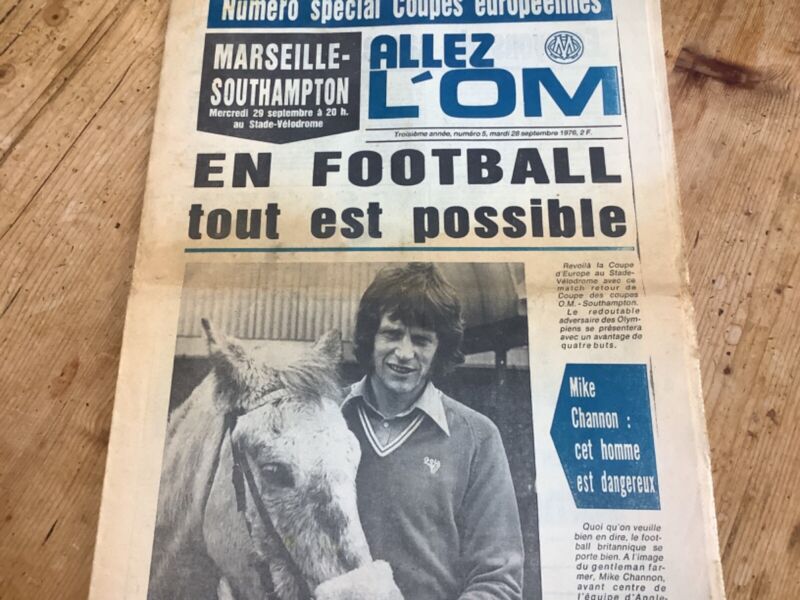 Olympique Marseilles v Southampton September 1976 away leg for sale on Ebay
