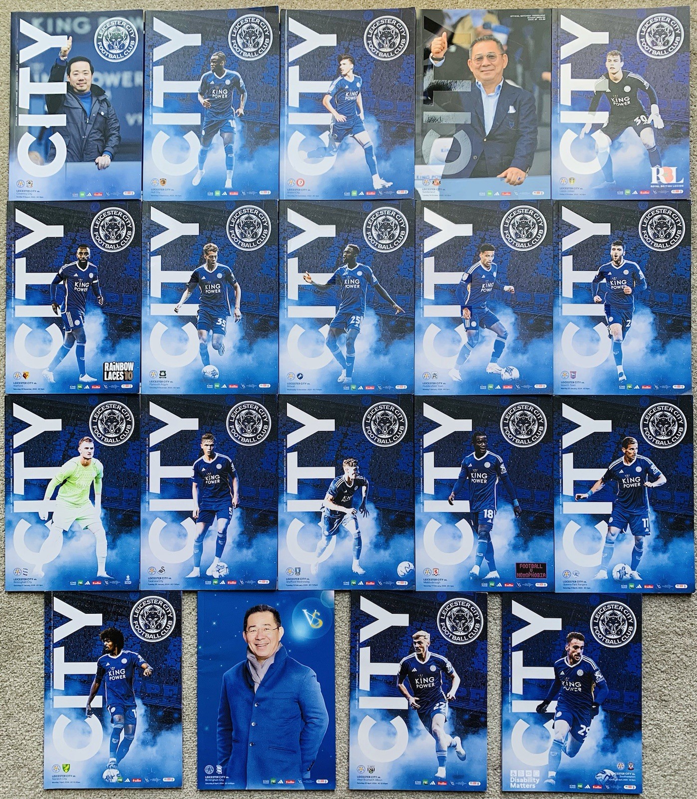 LEICESTER CITY FC 2023 2024 HOME FOOTBALL PROGRAMME COLLECTION Foxes Job Lot x19 for sale on Ebay