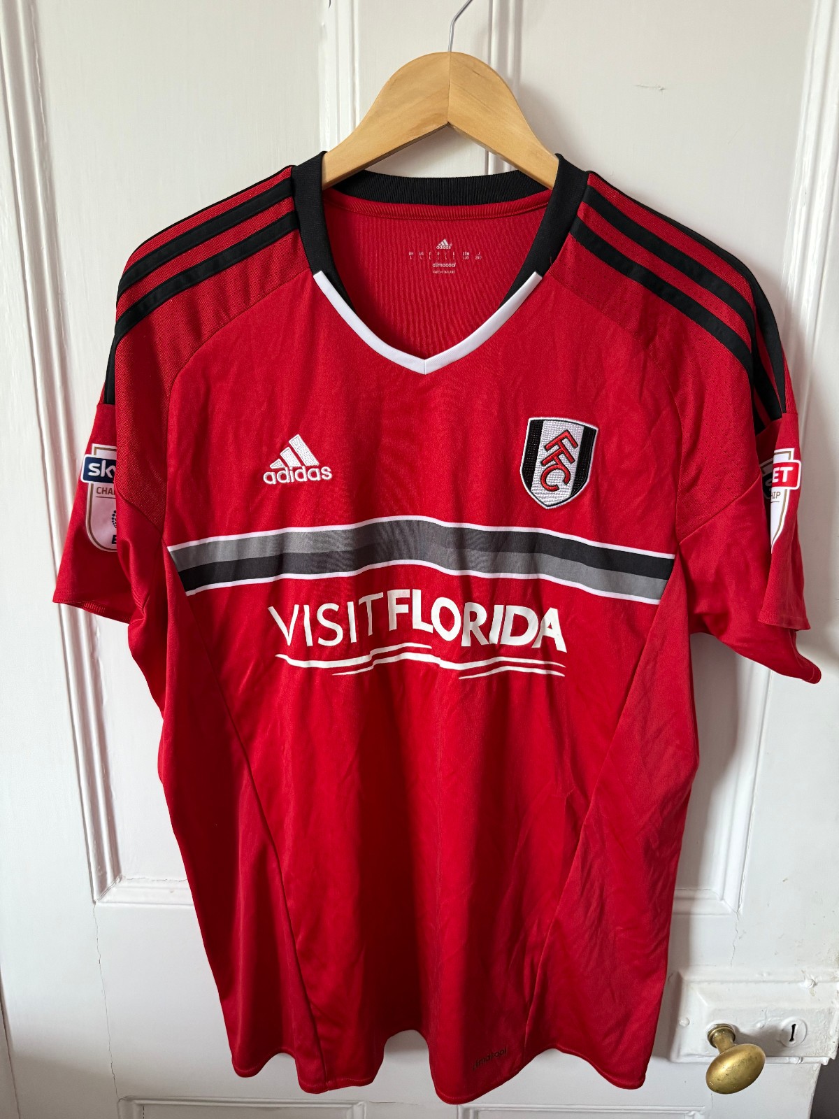 Fulham FC Adidas 2015/2016 Red Visit Florida Large #24 Football Shirt for sale on Ebay