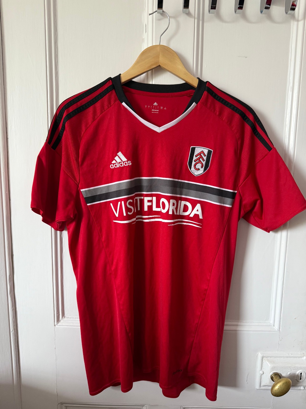 Fulham FC Adidas 2015/2016 Red Visit Florida Large #18 Football Shirt for sale on Ebay