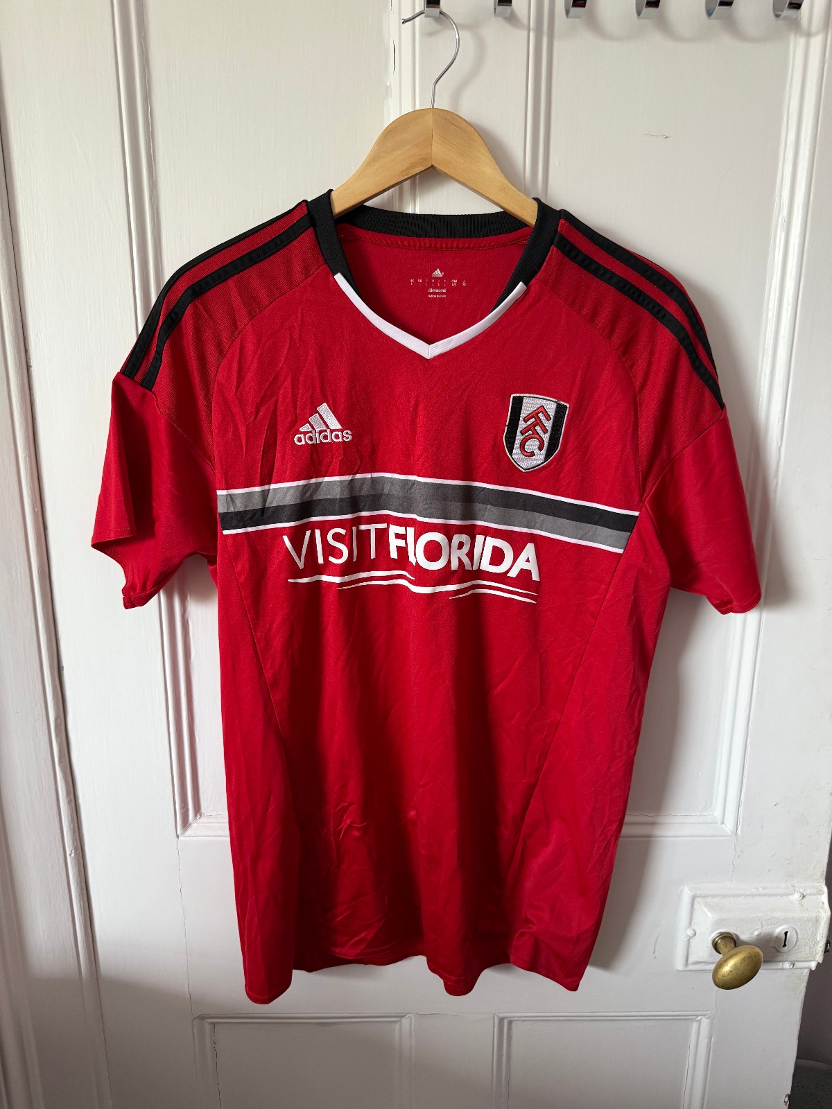 Fulham FC Adidas 2015/2016 Red Visit Florida Large #21 Mens Football Shirt for sale on Ebay