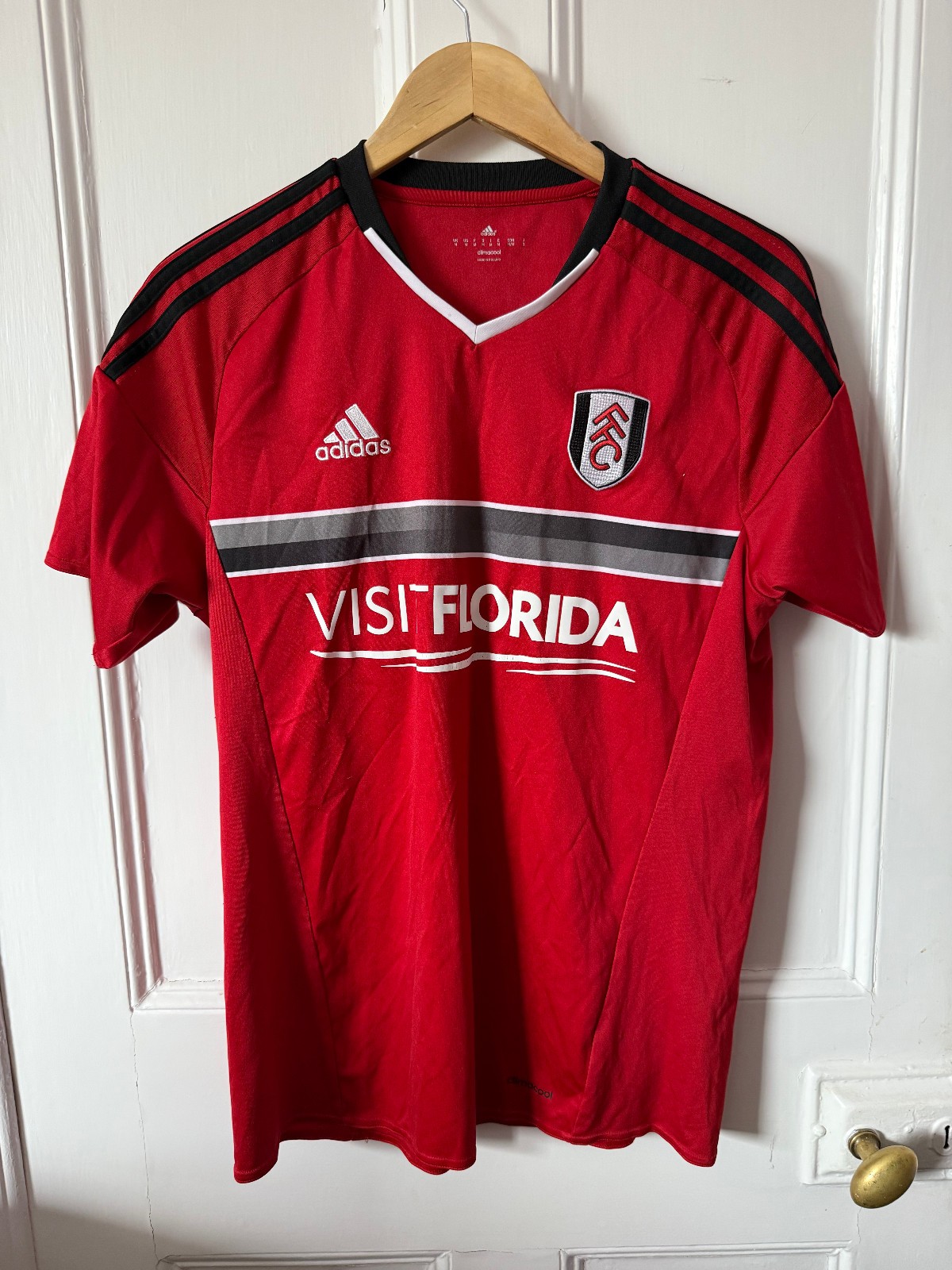 Fulham FC Adidas 2015/2016 Red Visit Florida Medium #2 Mens Football Shirt for sale on Ebay