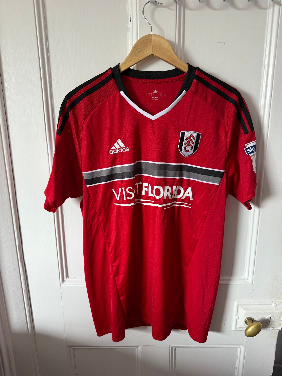 Fulham FC Adidas 2015/2016 Red Visit Florida Large #3 Mens Football Shirt for sale on Ebay