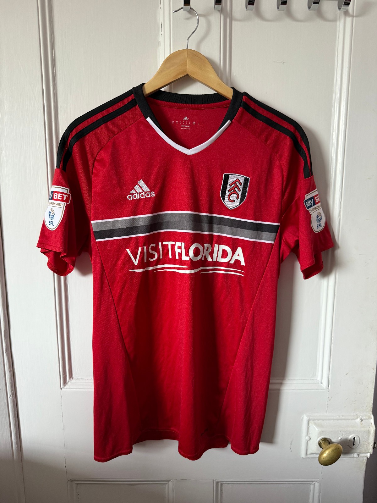 Fulham FC Adidas 2015/2016 Red Visit Florida Medium #5 Mens Football Shirt for sale on Ebay