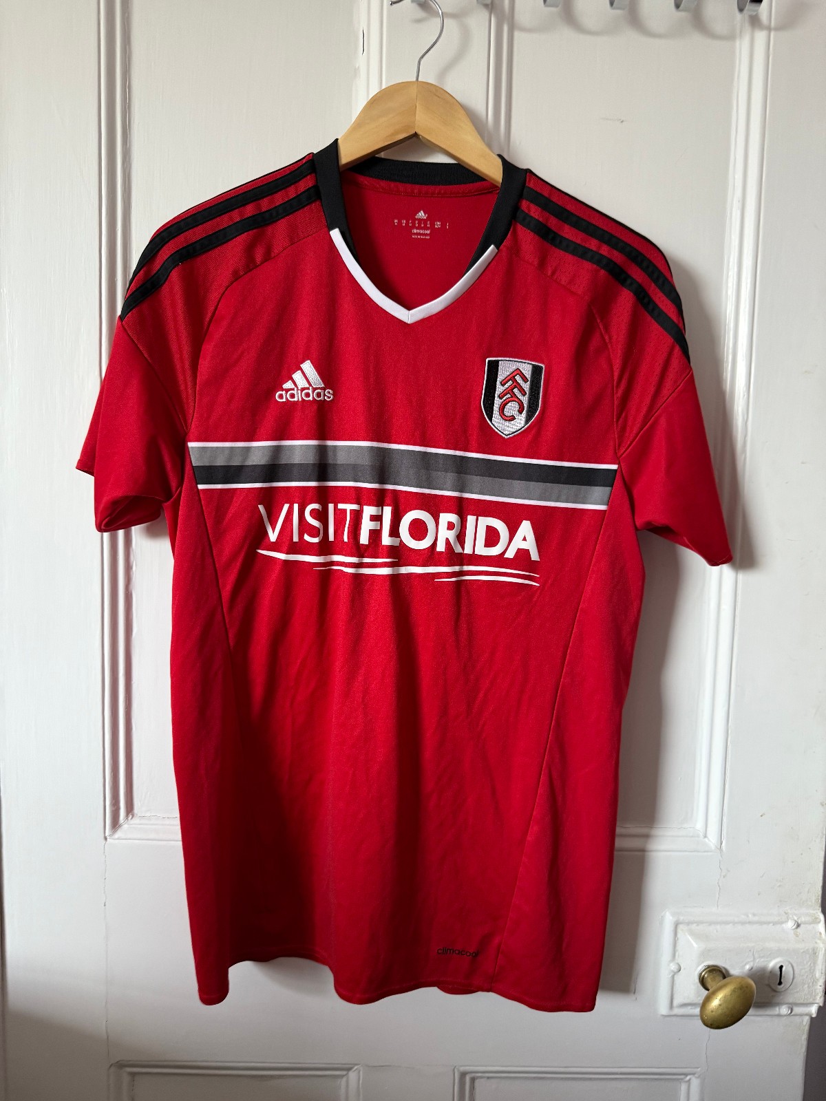 Fulham FC Adidas 2015/2016 Red Visit Florida Medium #12 Mens Football Shirt for sale on Ebay