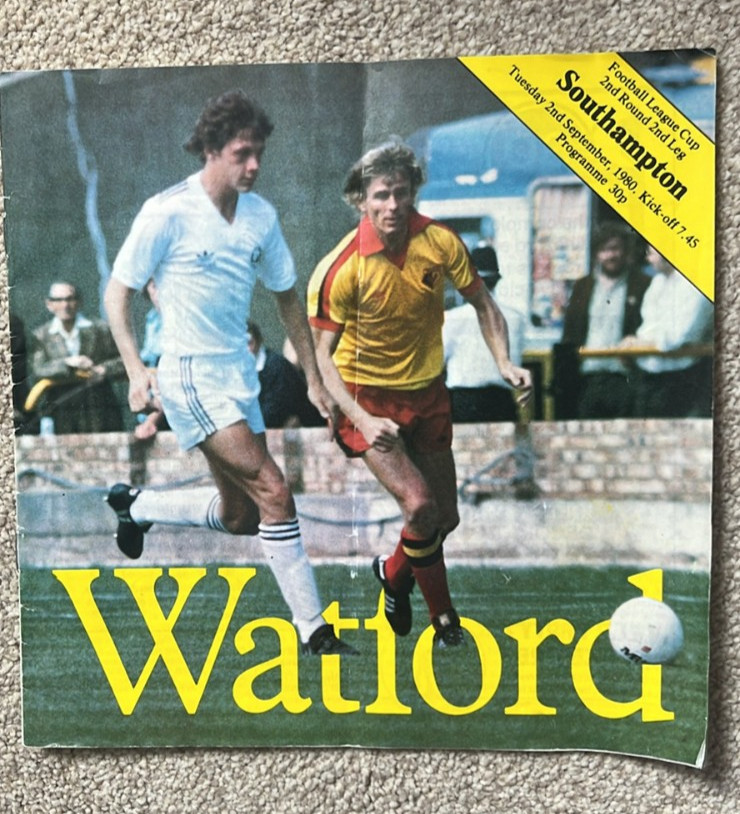 WATFORD v SOUTHAMPTON League Cup 2nd Round 2/9/80 - Signed by Team & Elton John for sale on Ebay