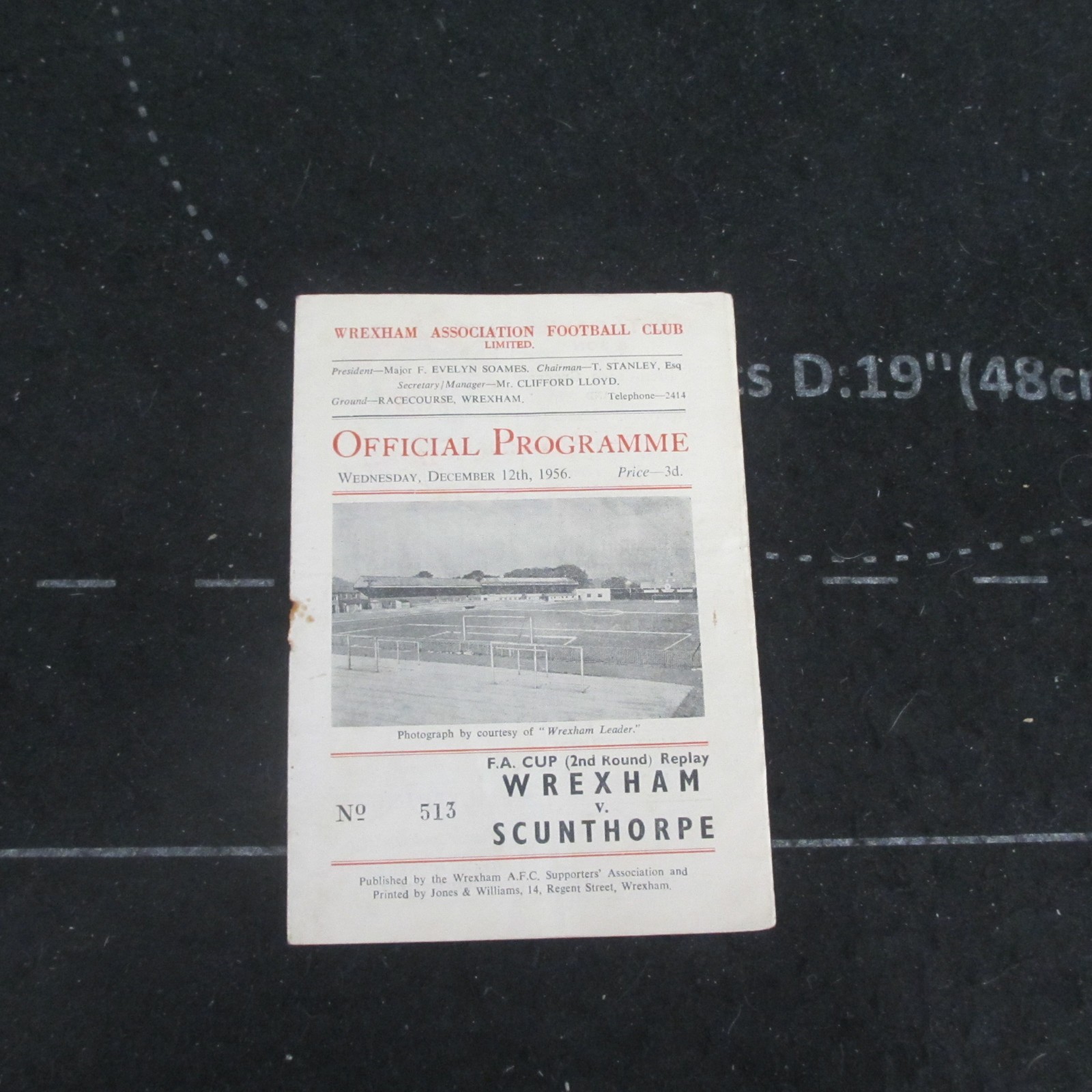 Wrexham v Scunthorpe FA Cup 2nd Rd Replay 1956/7 for sale on Ebay