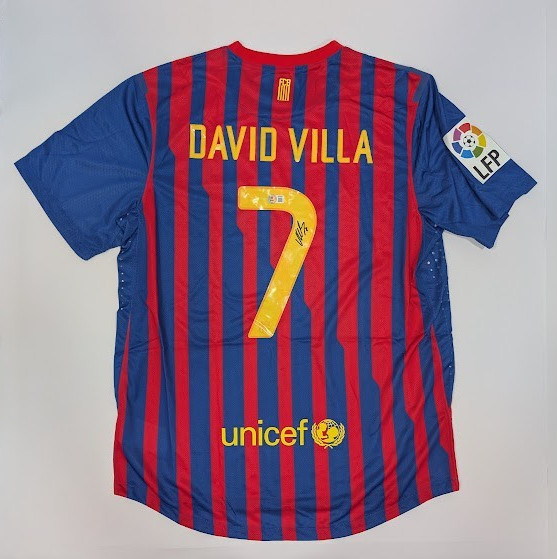 DAVID VILLA Back Signed FC Barcelona Home Jersey Authenticated by Beckett for sale on Ebay