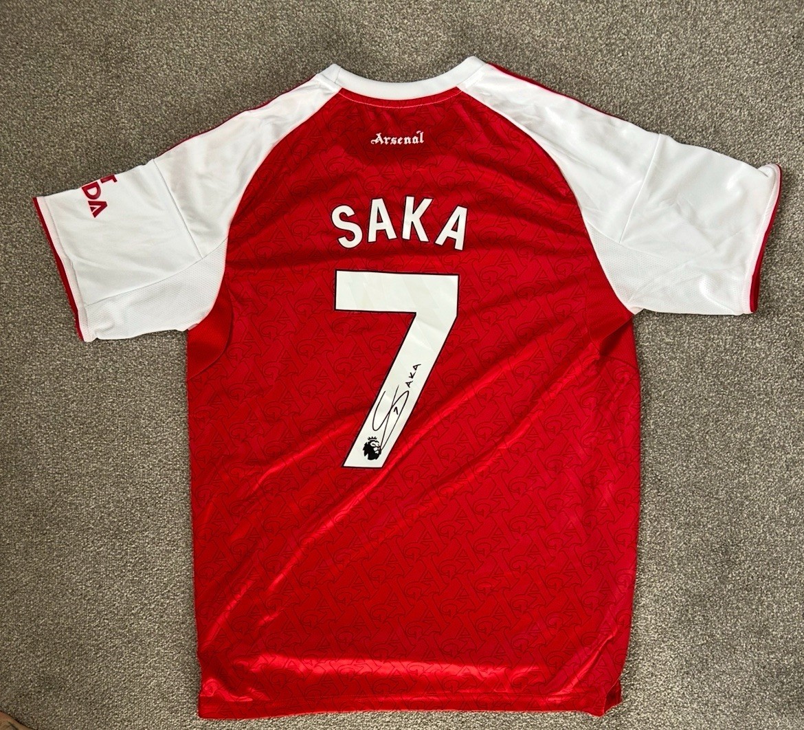 Bukayo Saka Arsenal FC Hand-Signed Shirt Autograph for sale on Ebay