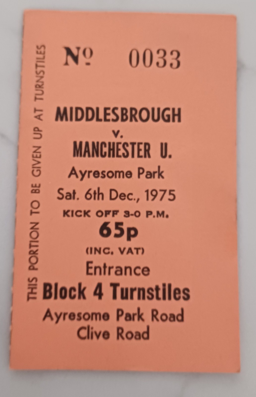 1975/1976 MIDDLESBROUGH v MANCHESTER UNITED MATCH TICKET for sale on Ebay