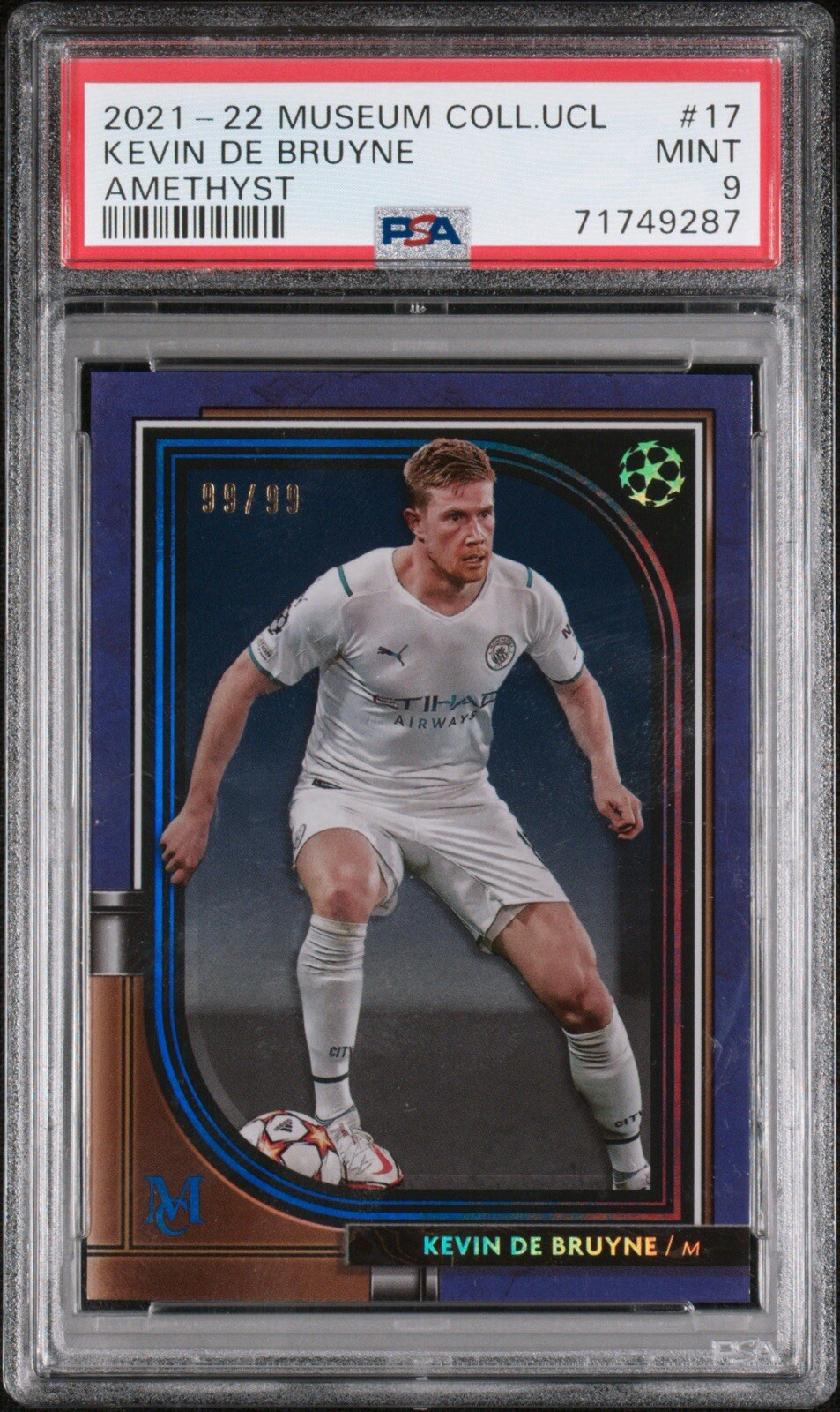 KEVIN DE BRUYNE MANCHESTER CITY AMETHYST /99 TOPPS MUSEUM 2021/2022 PSA 9 for sale on Ebay