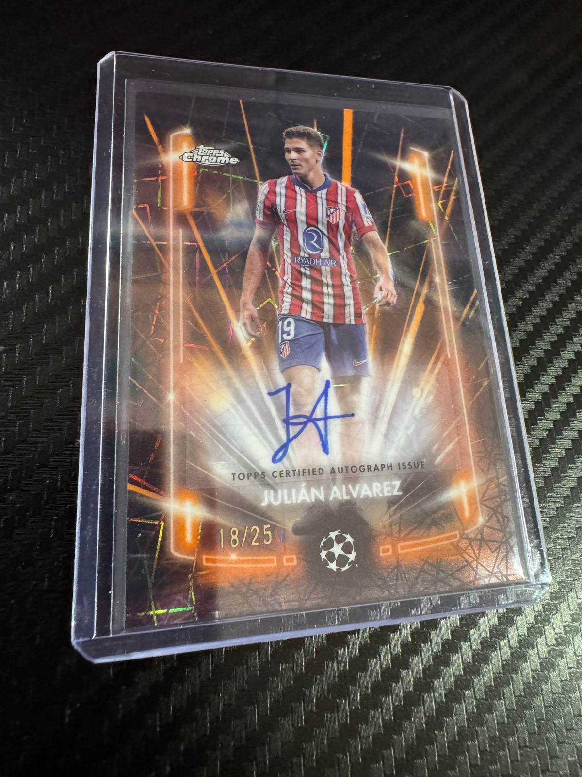Julian Alvarez /25 Black Lazer Auto Atletico Madrid Manchester City Argentina for sale on Ebay