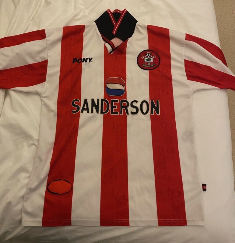 Southampton FC 1997-1998 Pony Home Football Shirt Size L - Sanderson Sponsor for sale on Ebay