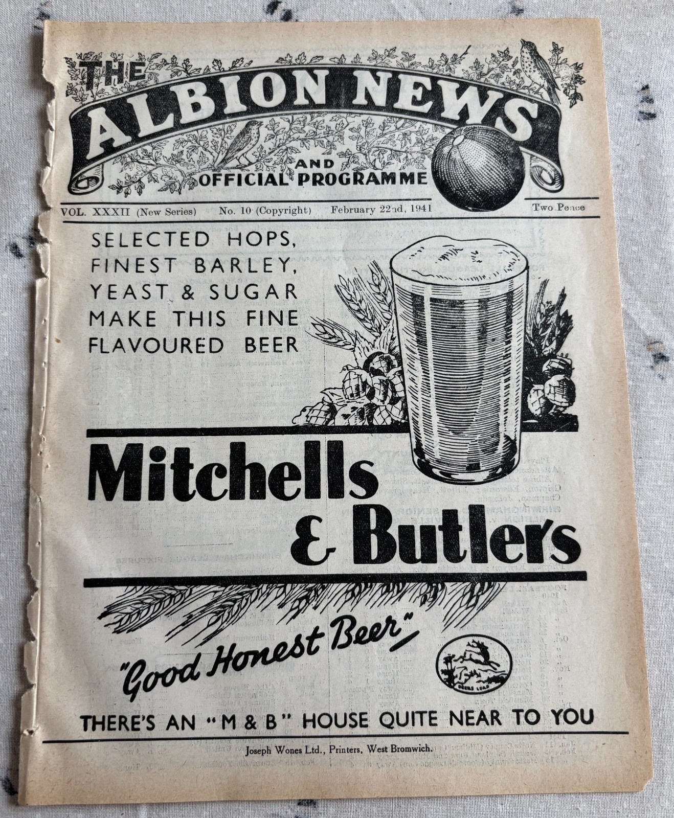 West Bromwich Albion v Notts County 1940/41 Ex-Bound Volume for sale on Ebay
