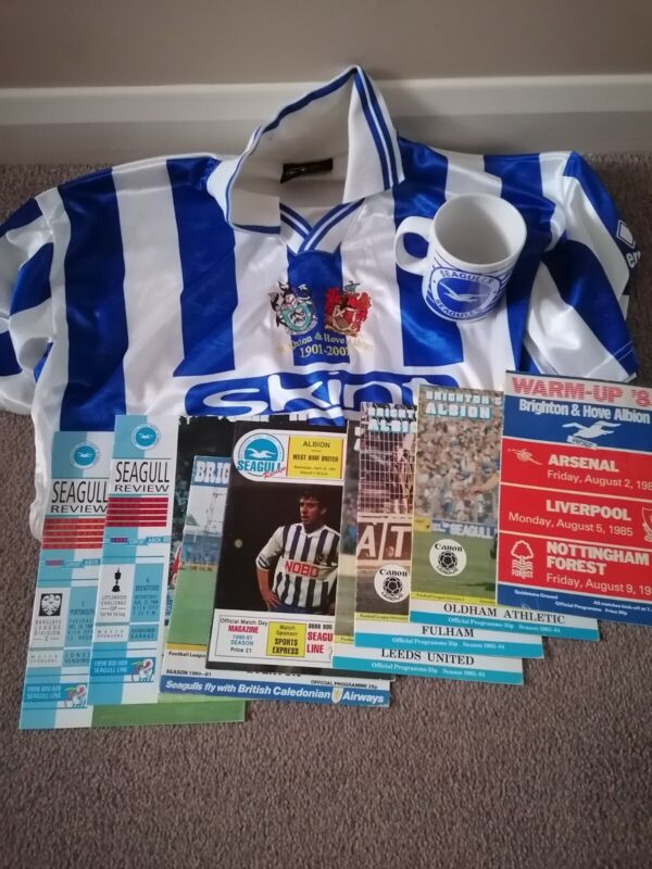 Brighton & Hove Albion centenary (1901-2001) large football shirt, mug....  for sale on Ebay