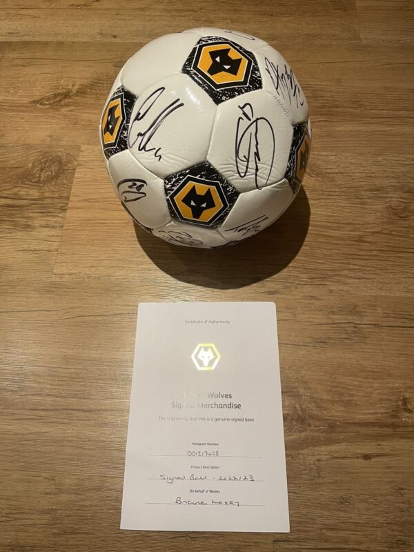 Signed Wolves / Wolverhampton Wonderers FC football. Size 5. COA for sale on Ebay