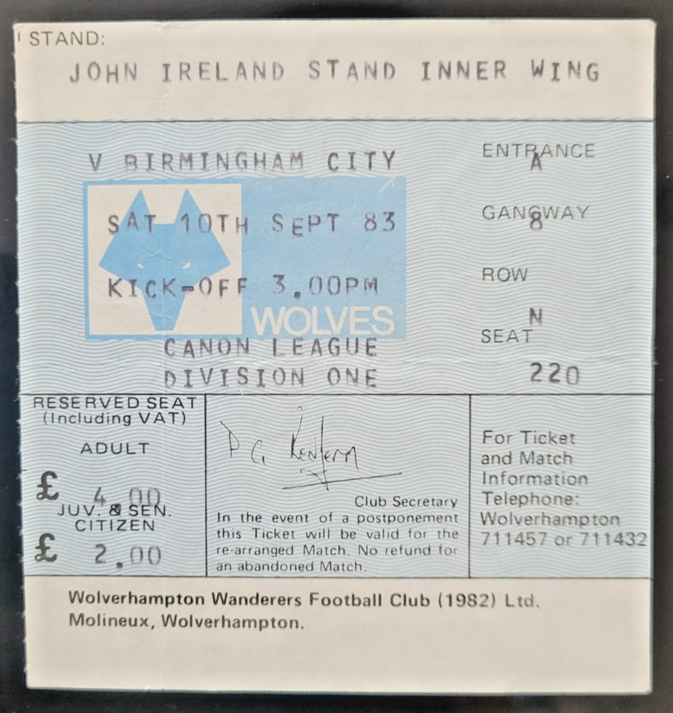 10 September 1983 WOLVES v BIRMINGHAM CITY, Match TICKET! for sale on Ebay