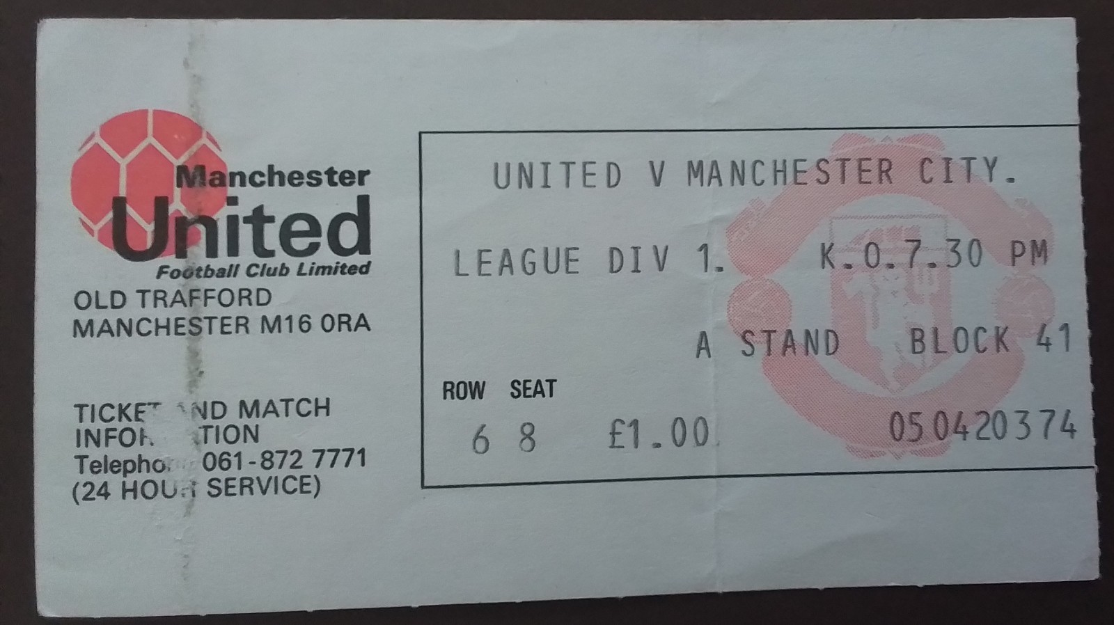 Manchester United v Manchester City Division One 1975/6 for sale on Ebay