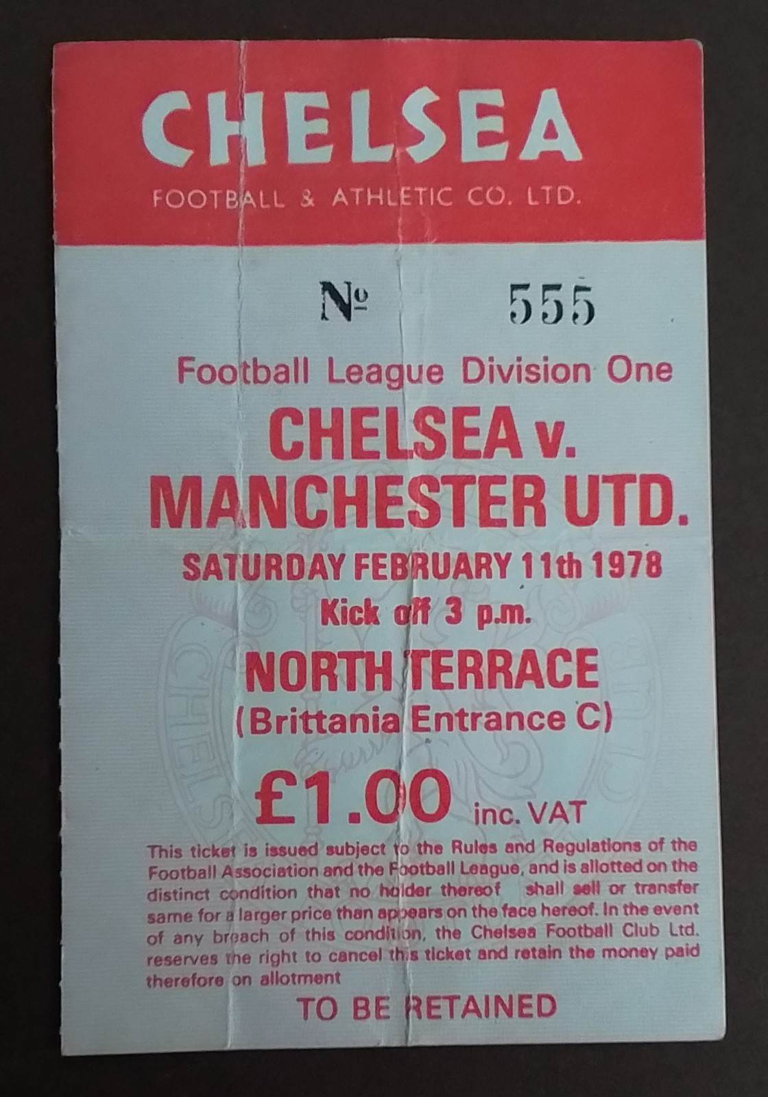 Chelsea v Manchester United Division One 1977/8 for sale on Ebay