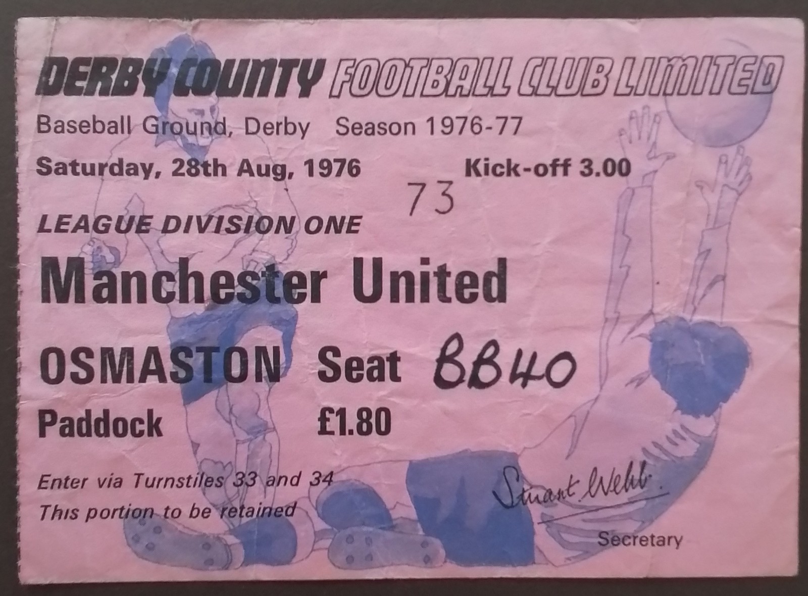 Derby County v Manchester United Division One 1976/7 for sale on Ebay
