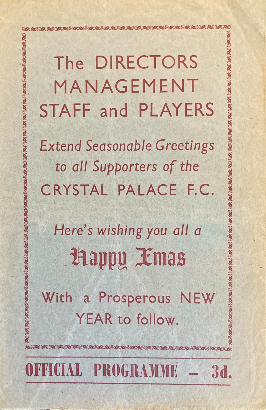 Crystal Palace v Norwich City Div 3 (S) 1953/54 for sale on Ebay