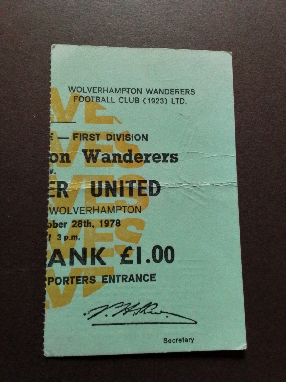 Wolves v  Manchester United Division One 1978/9 for sale on Ebay