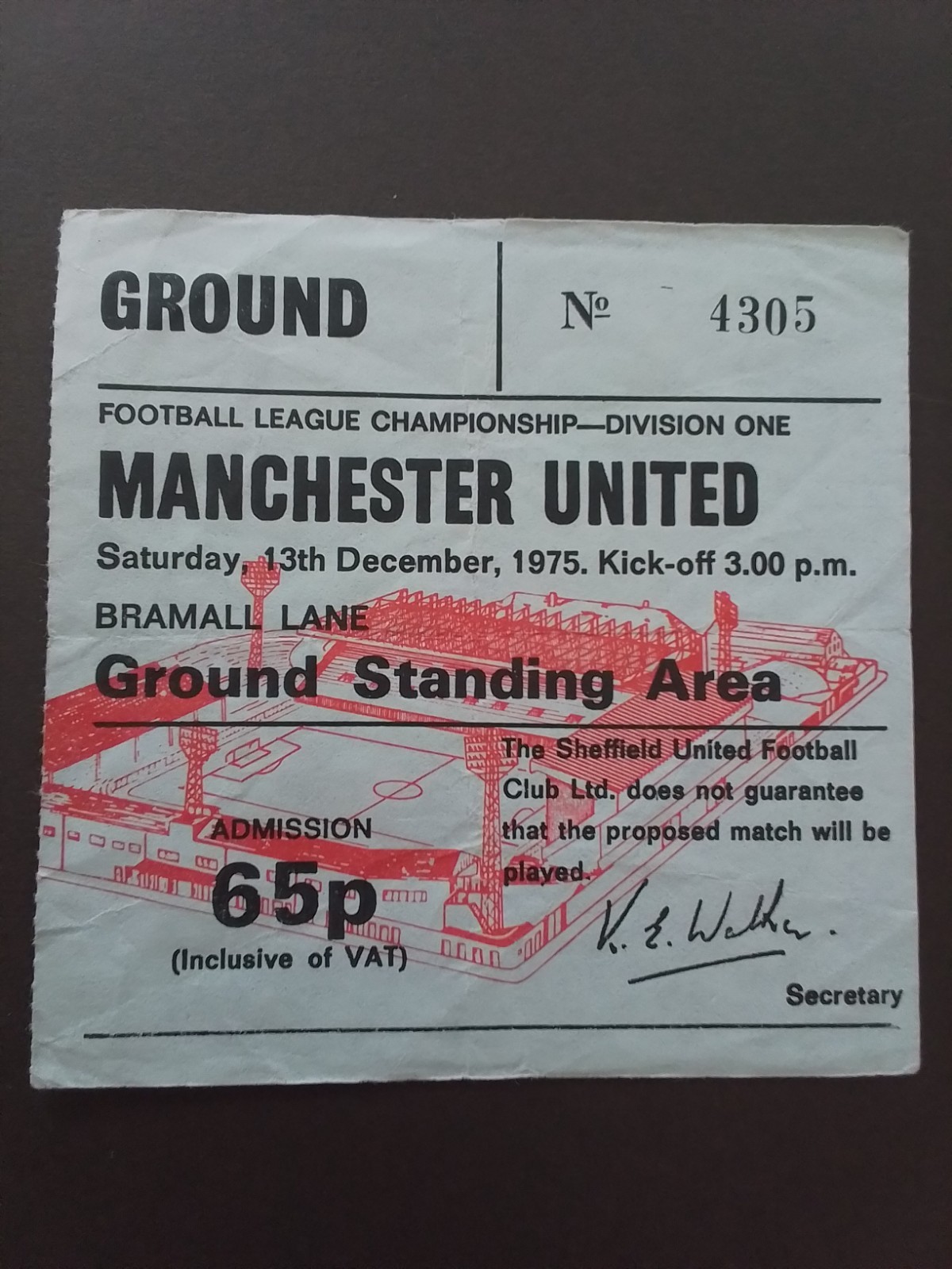 Sheffield United v Manchester United Division One 1975/6 for sale on Ebay