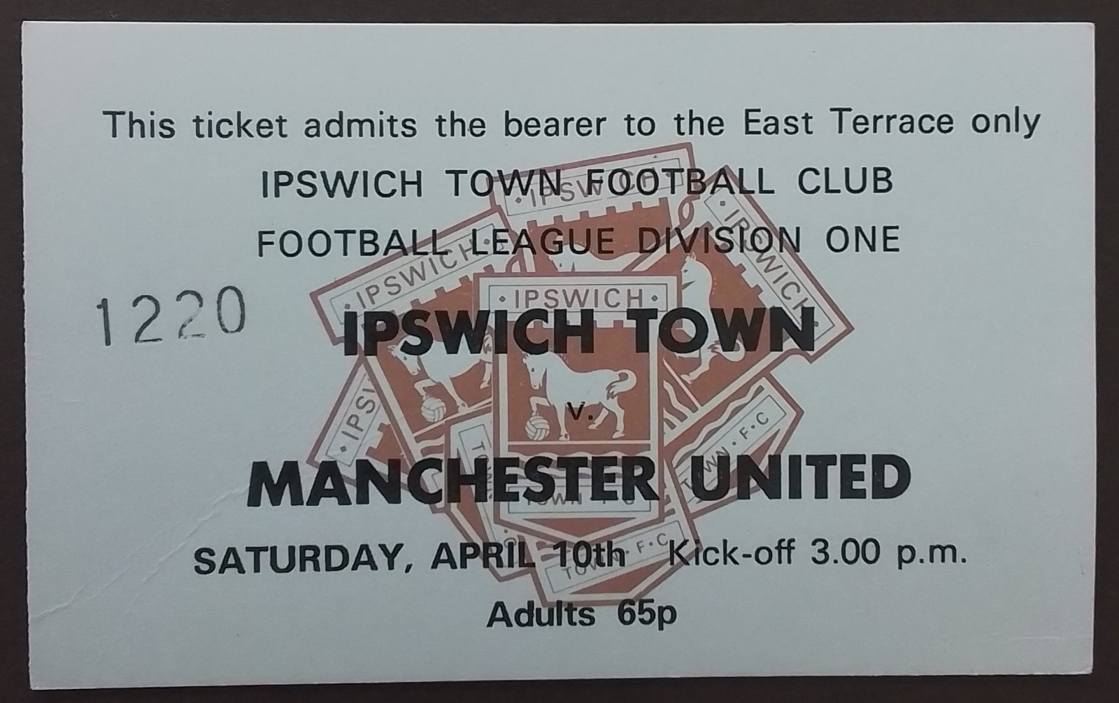 Ipswich Town v Manchester United Division One 1975/6 for sale on Ebay