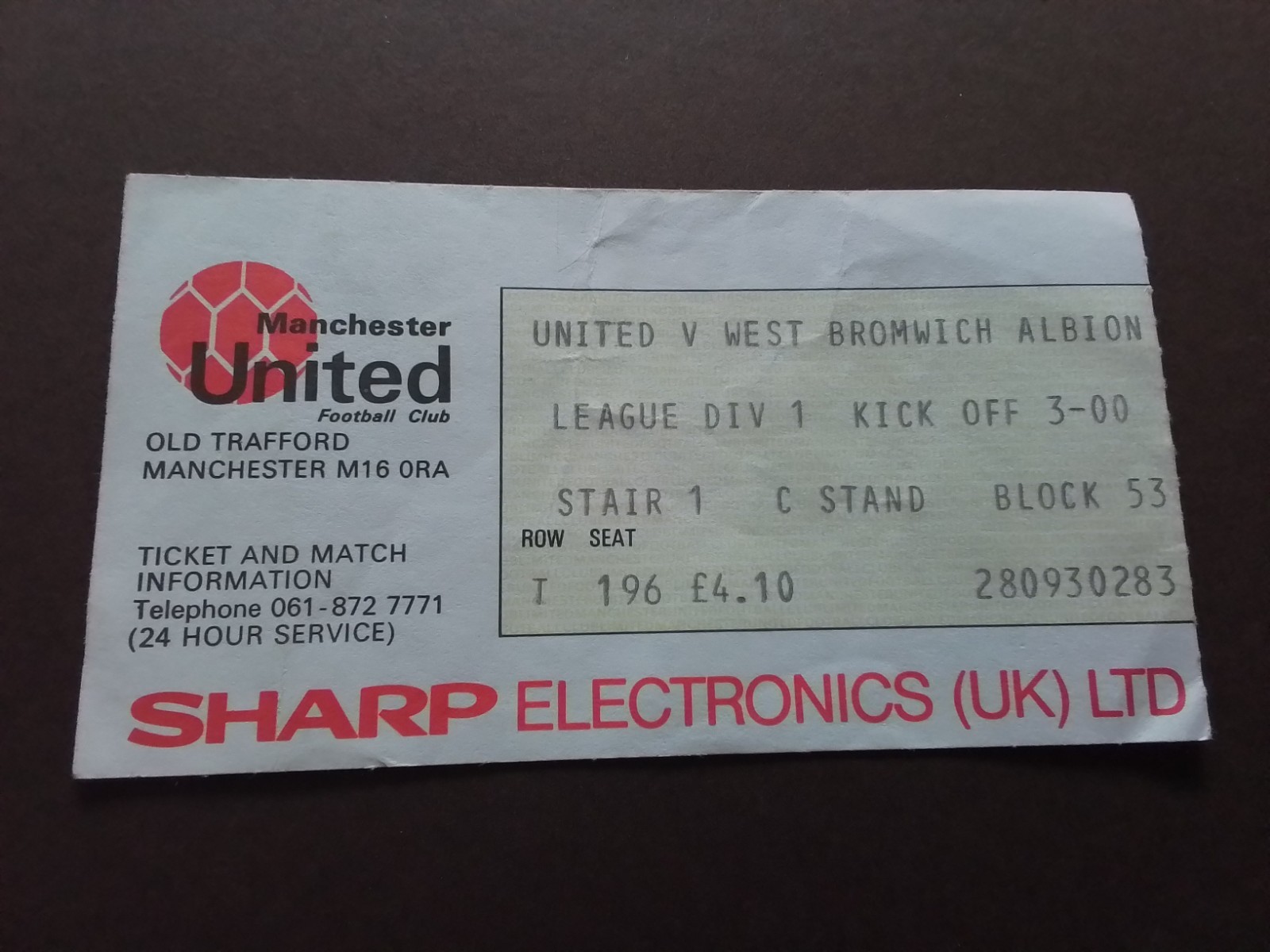 Manchester United v West Bromwich Albion l Division One 1983/4 for sale on Ebay