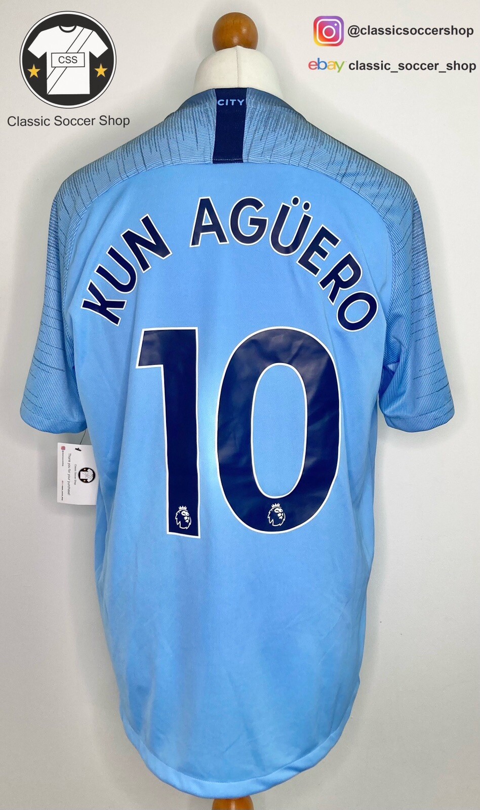 Manchester City AGUERO #10 2018/19 Home Shirt Extra Large / XL for sale on Ebay