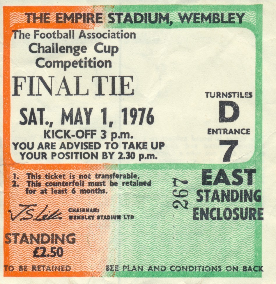 Southampton v Manchester United. FA Cup final 1976.  Ticket stub for sale on Ebay