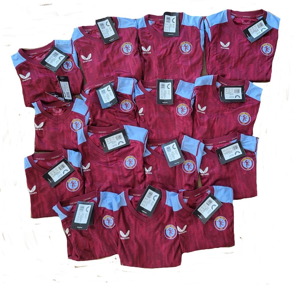 Football Shirt JOB LOT X 15 Aston Villa Castore Kids Boys Infants Bundle for sale on Ebay