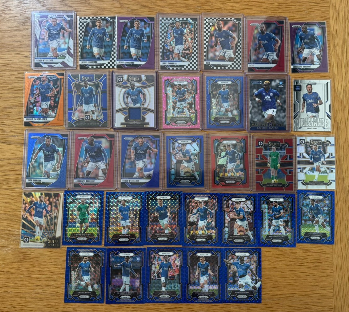 Everton Soccer Card Lot x34 – Panini Prizm Select Mosaic Parallels Inserts for sale on Ebay