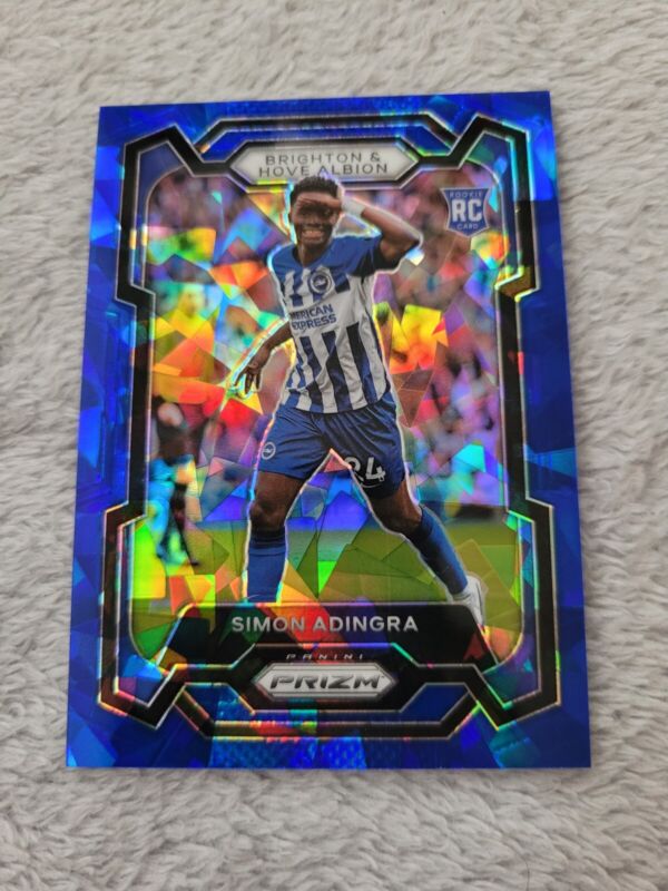 2023-24 Panini Prizm EPL Simon Adingra Blue Cracked Ice Rookie /75 Brighton  for sale on Ebay