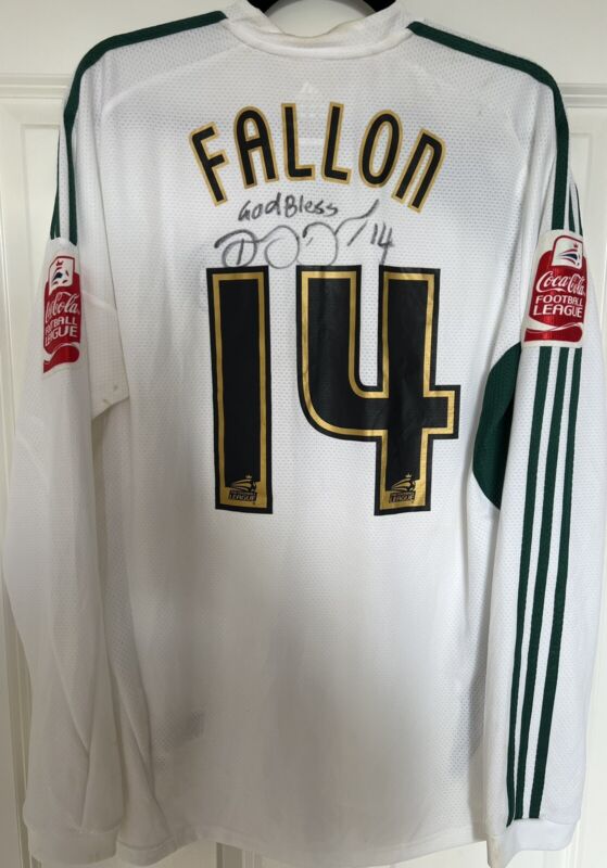 2009/10 - Plymouth Argyle SIGNED and MATCH WORN Away Shirt (#14 Fallon) Size: L for sale on Ebay