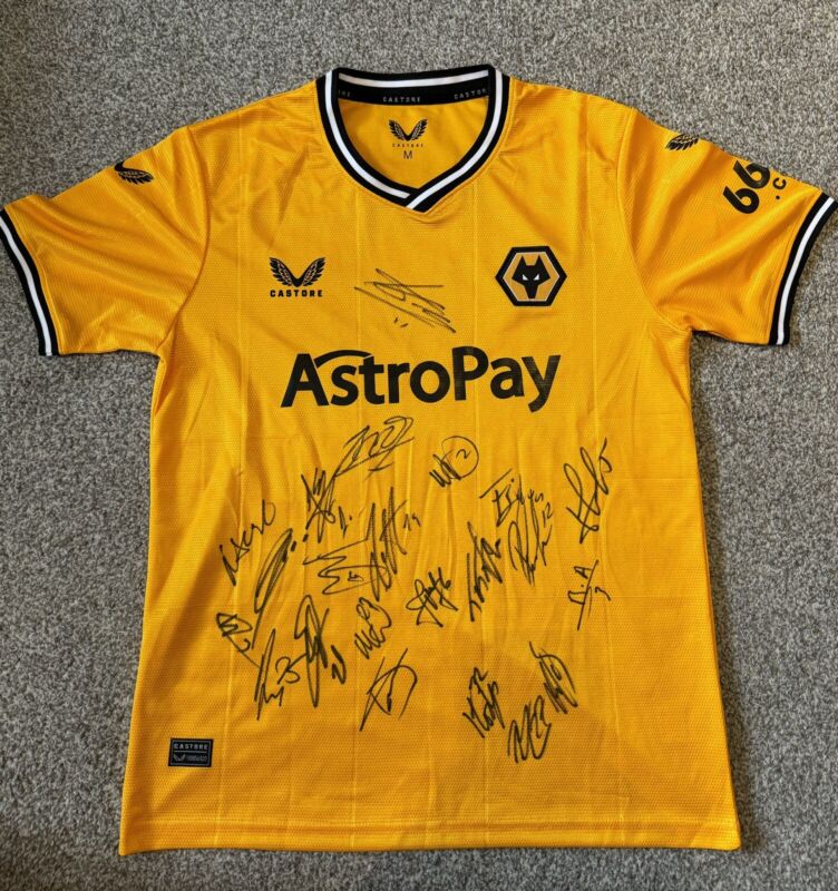 Wolves Wolverhampton Wanderers 23/24 Squad Signed Home Shirt for sale on Ebay