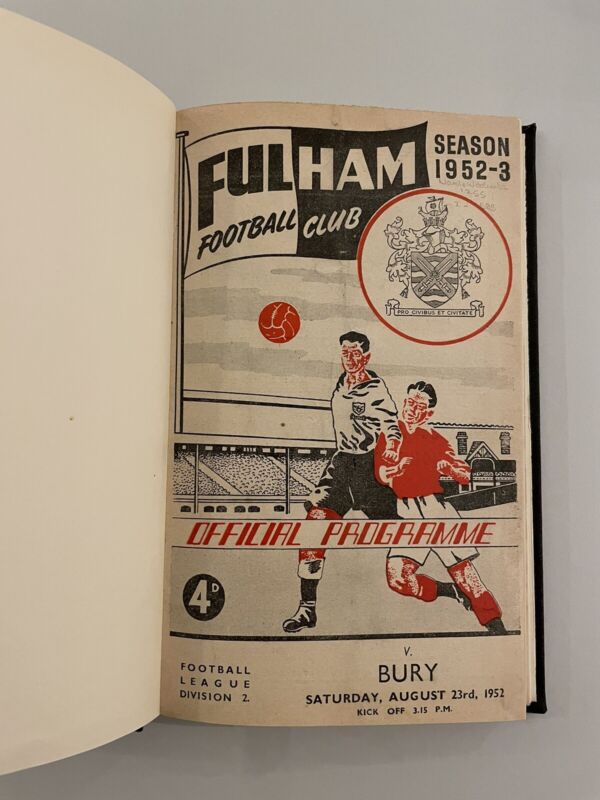 RARE COLLECTION - ALL FULHAM HOME PROGRAMMES IN BOUND BOOK FROM 1952-1953 SEASON for sale on Ebay