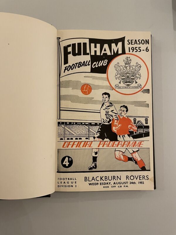 RARE COLLECTION - ALL FULHAM HOME PROGRAMMES IN BOUND BOOK FROM 1955-1956 SEASON for sale on Ebay