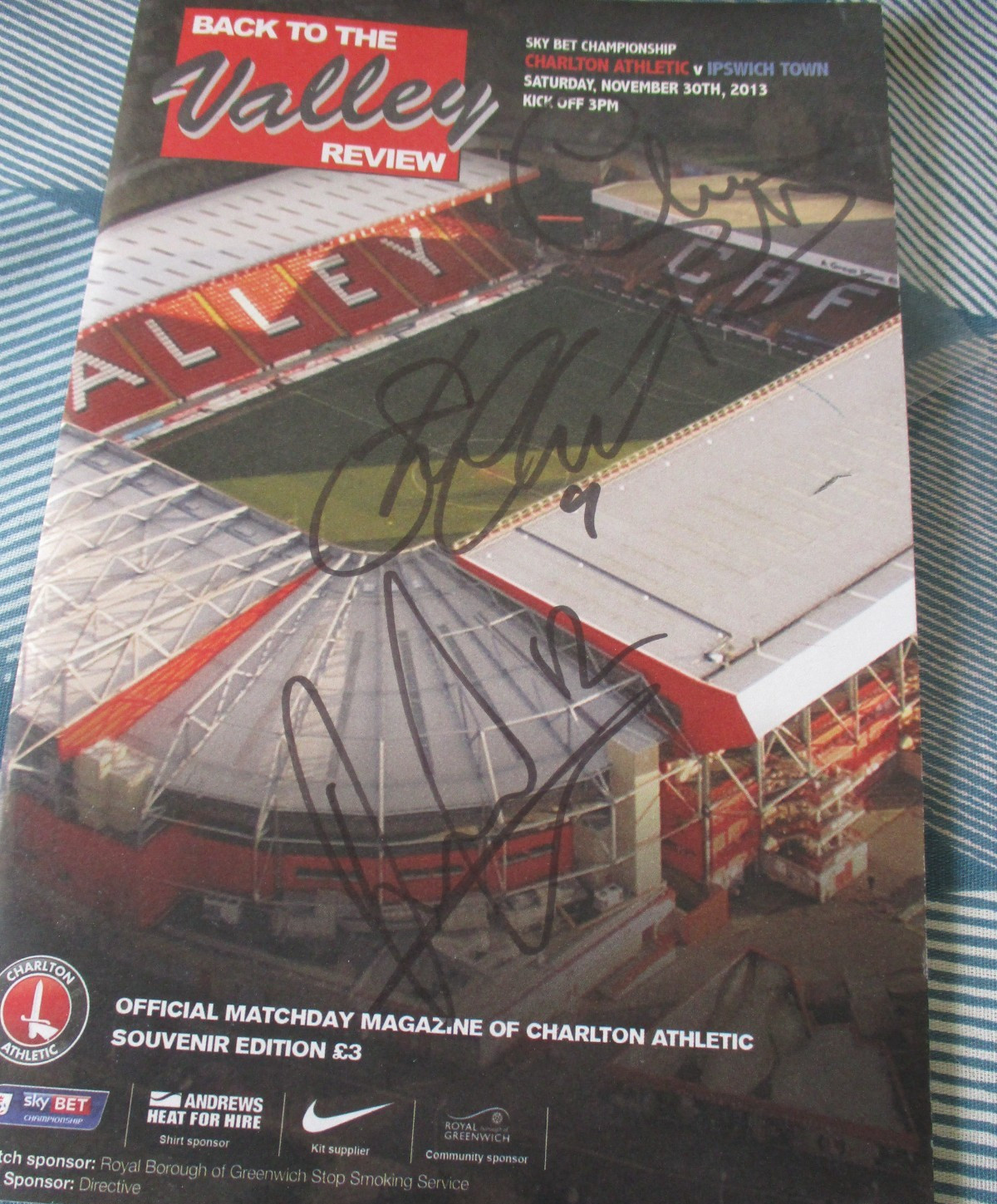 Charlton Athletic v Ipswich Town 30/11/2013 Fully Signed Programme for sale on Ebay