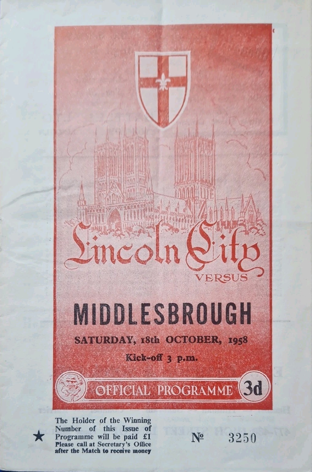LINCOLN CITY v MIDDLESBROUGH football Programme for sale on Ebay