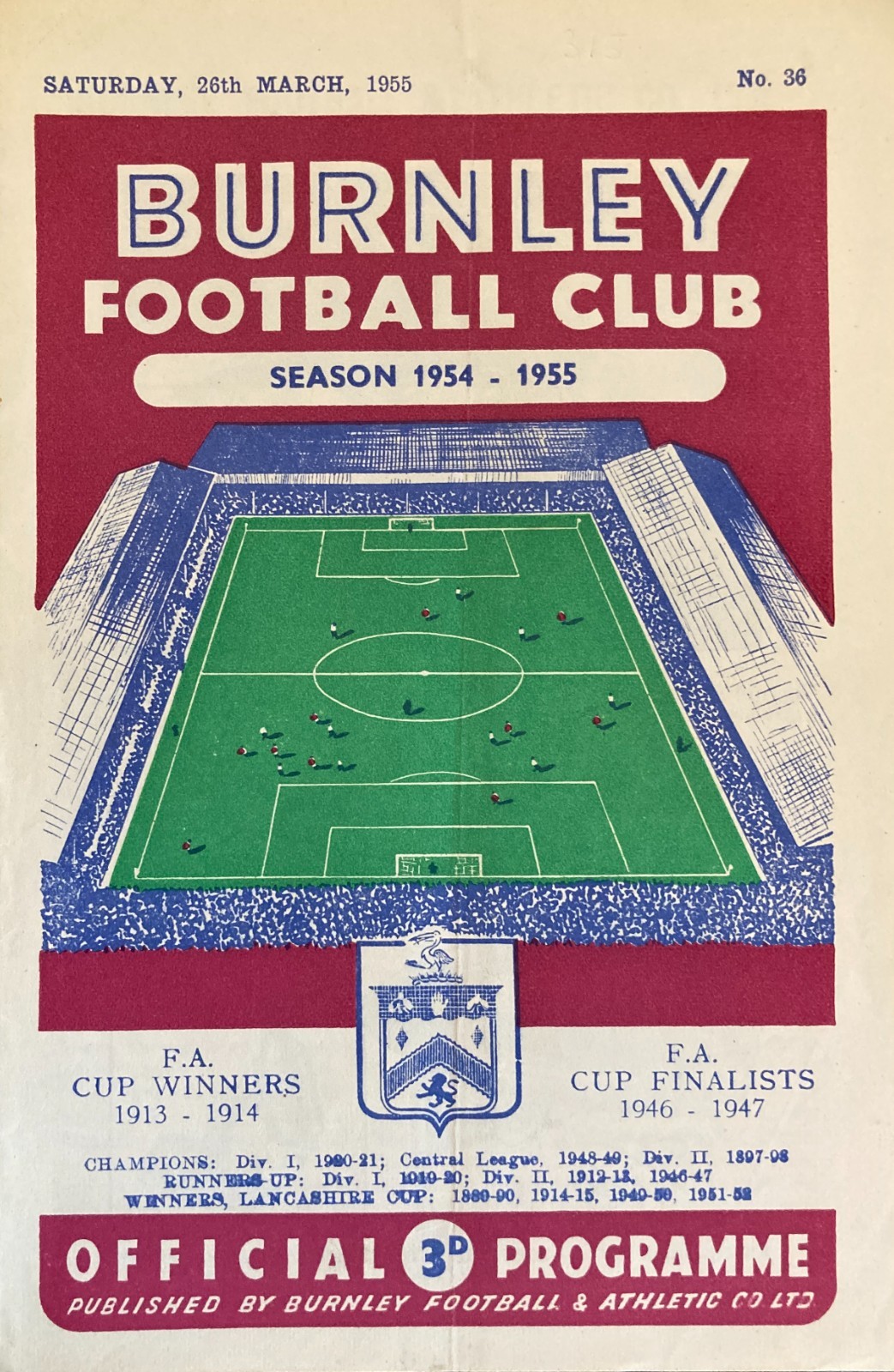 Burnley v Wolverhampton Wanderers Div 1 1954/55 for sale on Ebay